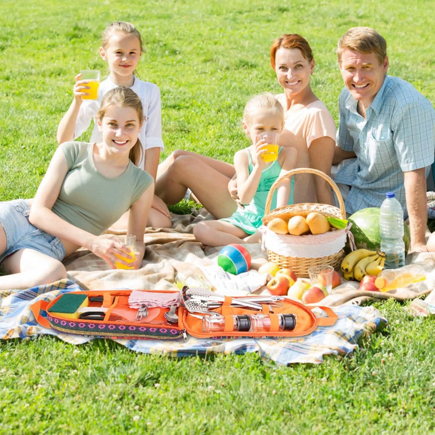 19-Piece: Camping Cooking Utensil Kit Portable Picnic Cookware